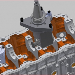 西鈦珂角度頭加工案例：柴油發動機軸承座槽加工